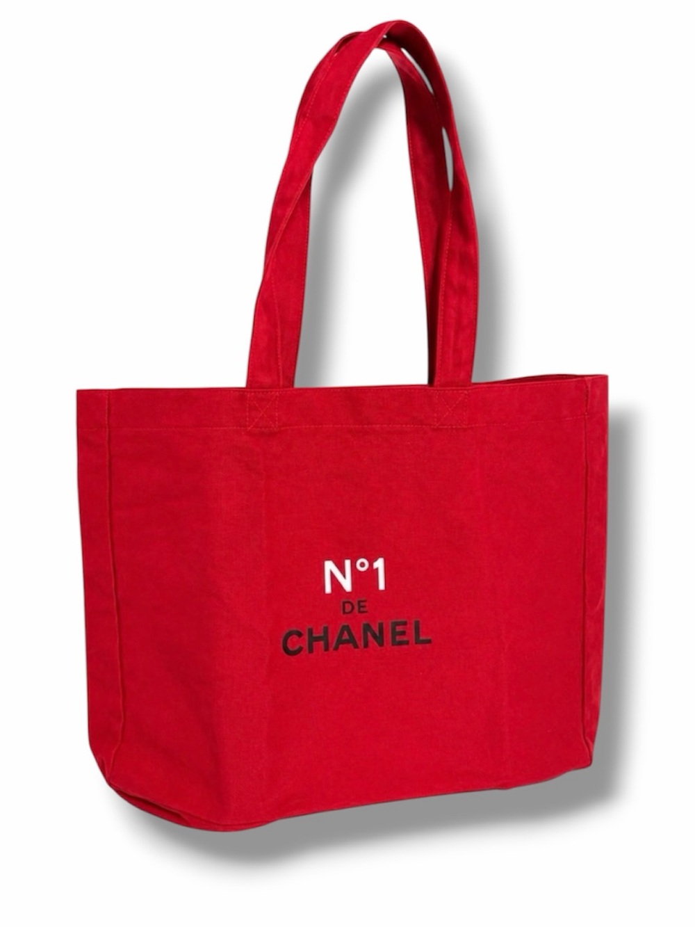 Chanel Parfum Red Canvas Dual Sided Tote Iconic CC Logo & No. 1 VIP NWT